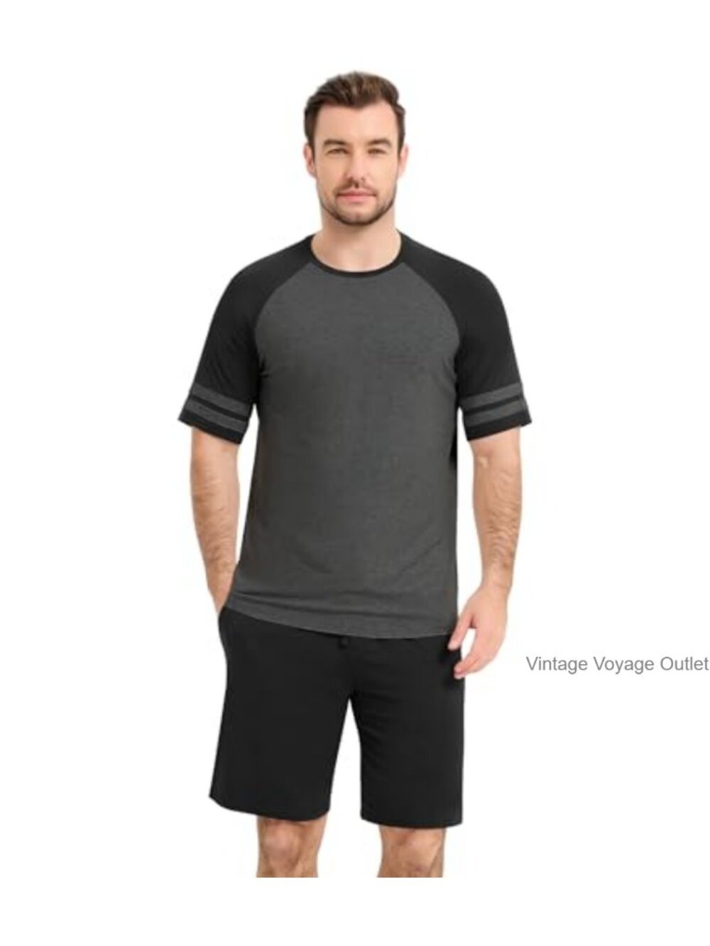Men's Pajamas Set - Viscose Made from Bamboo Cooling Sleepwear with Raglan Top